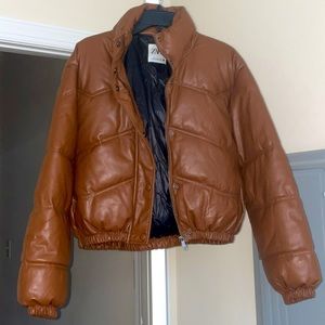 Zara leather puffer coat/jacket